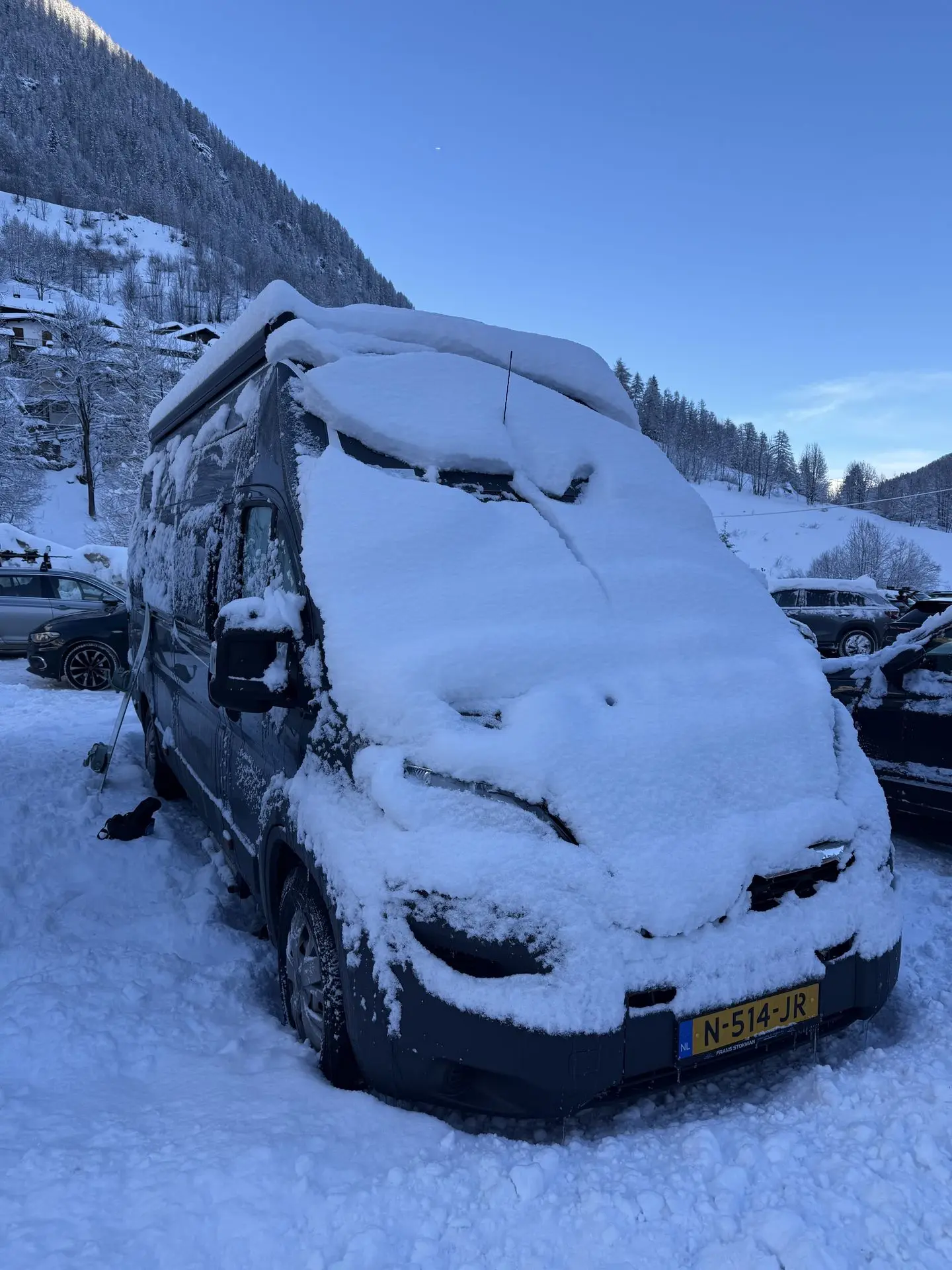 snow on camper