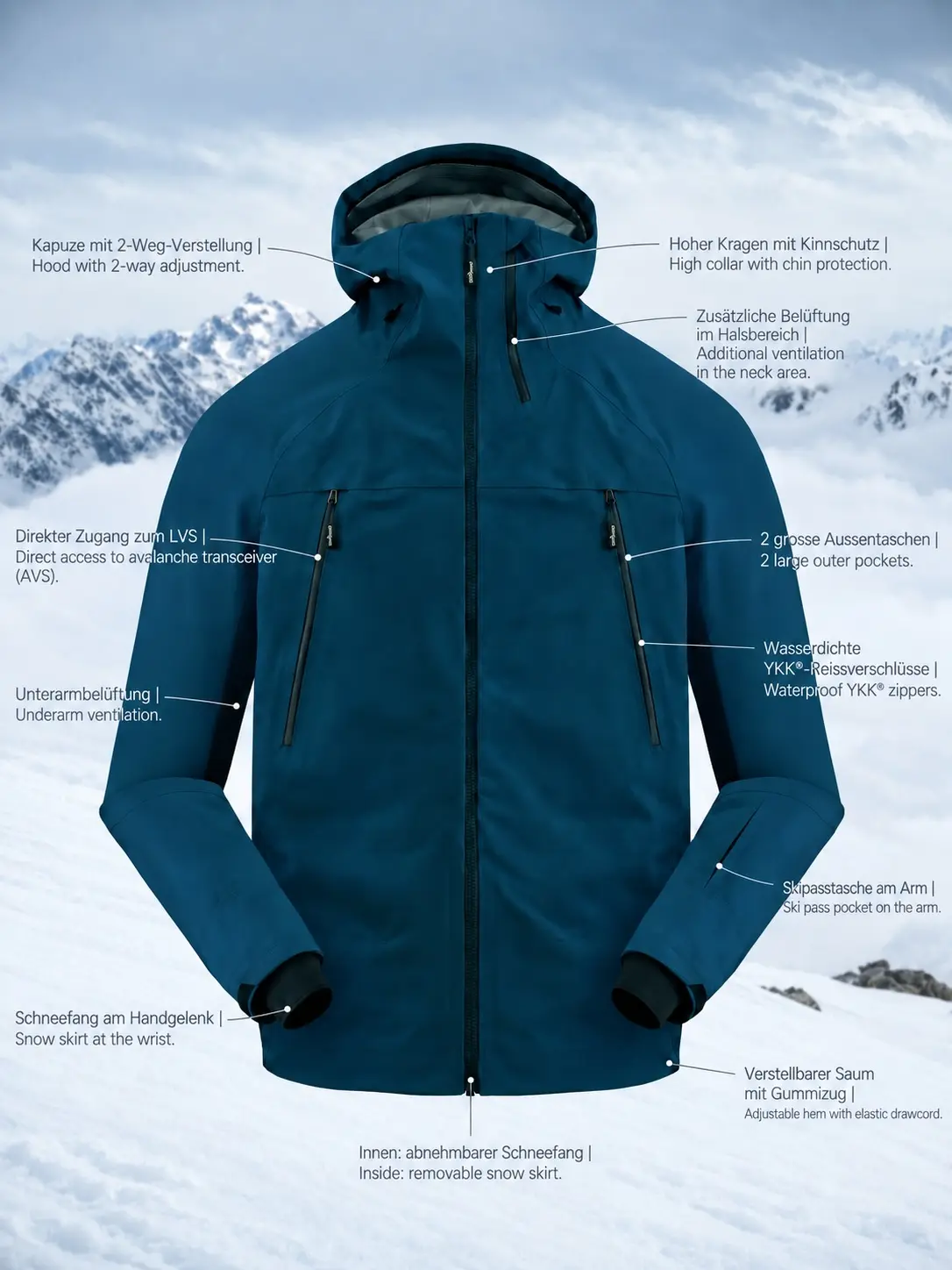 Shell bib jacket technical Penguin powderwear