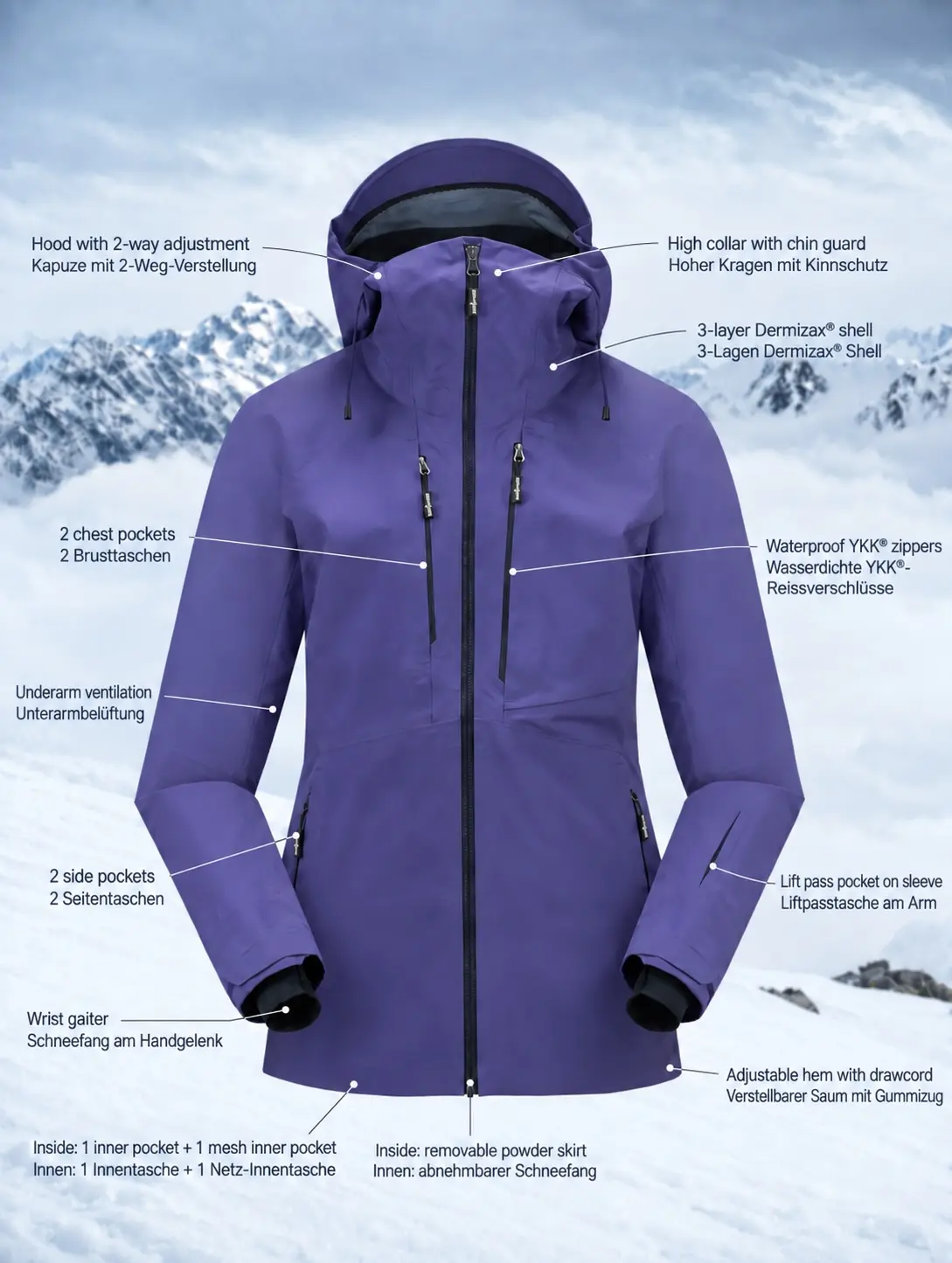 Shell bib jacket technical Penguin powderwear