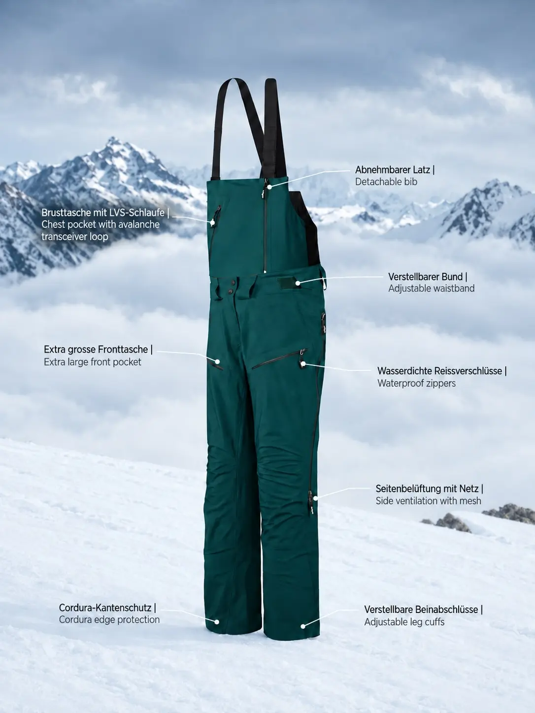 Shell bib pants technical Penguin powderwear